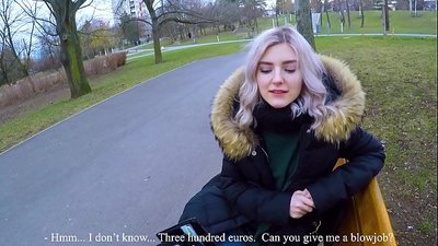 Глотает горячую сперму незнакомца за деньги - минет в парке от Eva Elfie